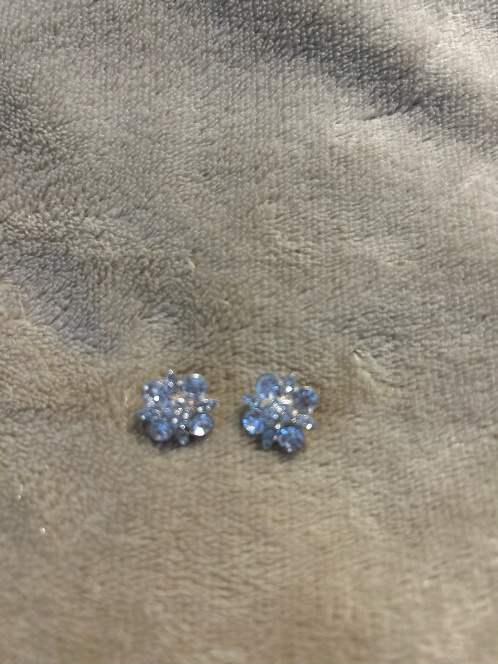 Silver Tone Floral Crystal Stud Earrings - Women's Jewelry